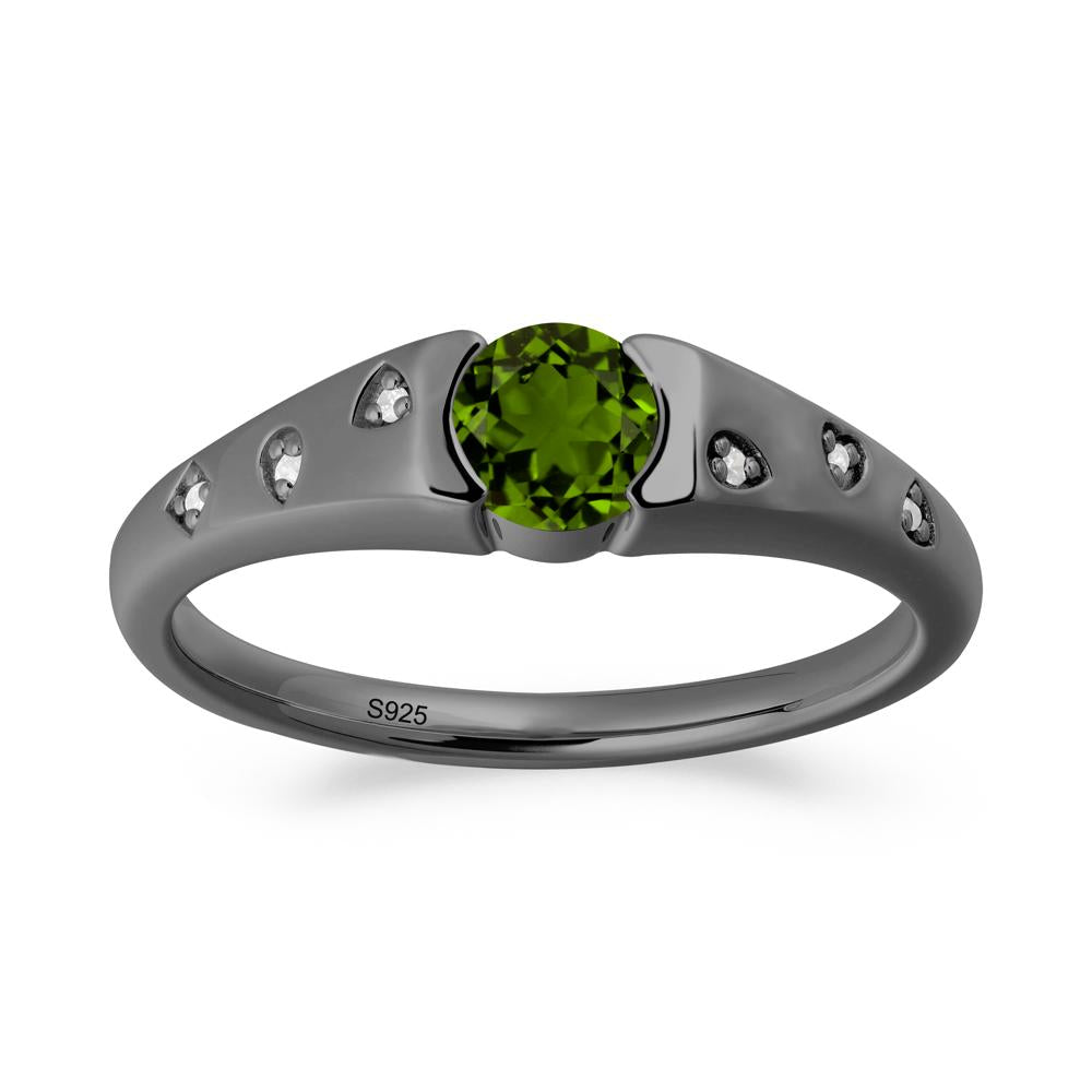 Minimalist Round Diopside Promise Ring - LUO Jewelry #metal_black finish sterling silver