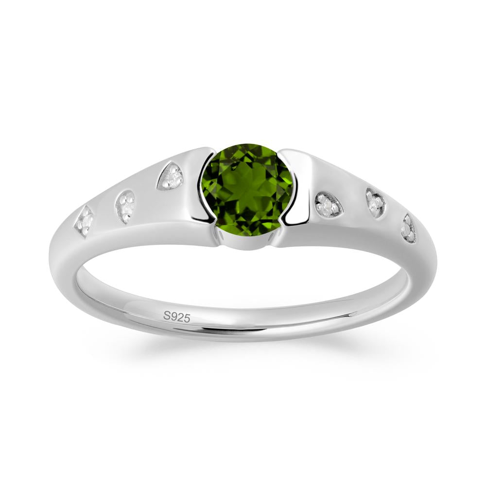 Minimalist Round Diopside Promise Ring - LUO Jewelry #metal_sterling silver