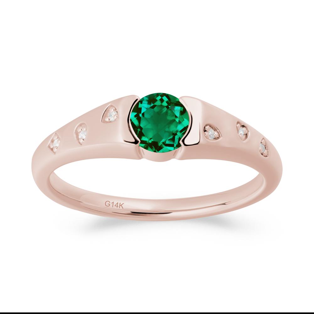 Minimalist Round Emerald Promise Ring - LUO Jewelry #metal_14k rose gold
