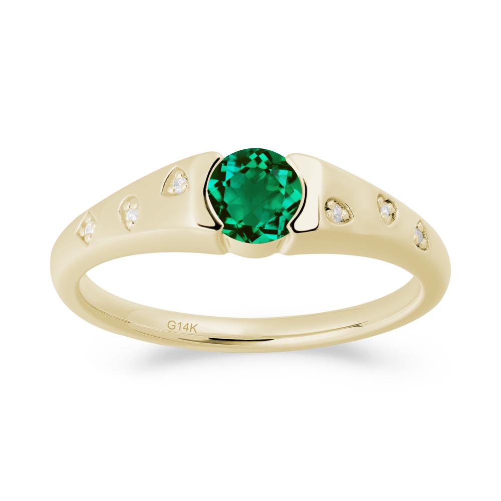 Minimalist Round Emerald Promise Ring - LUO Jewelry #metal_14k yellow gold