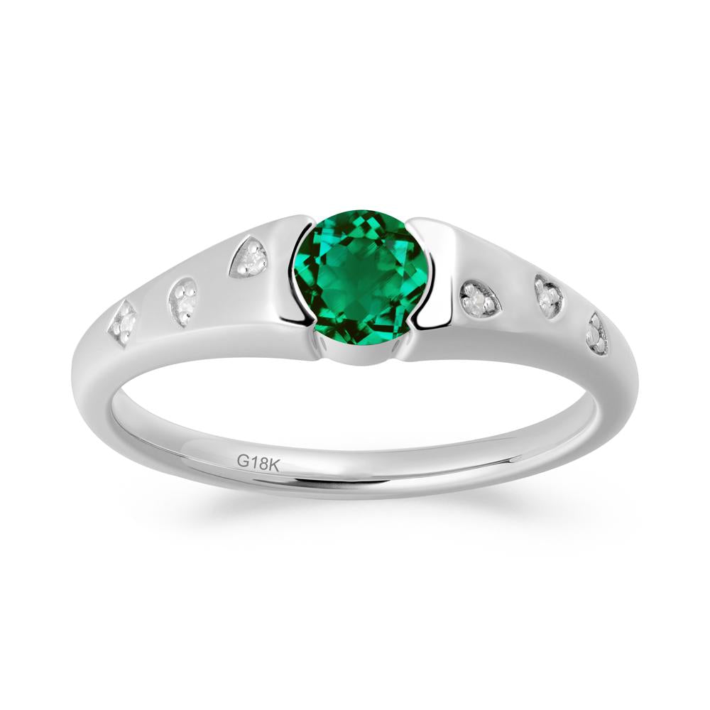 Minimalist Round Emerald Promise Ring - LUO Jewelry #metal_18k white gold