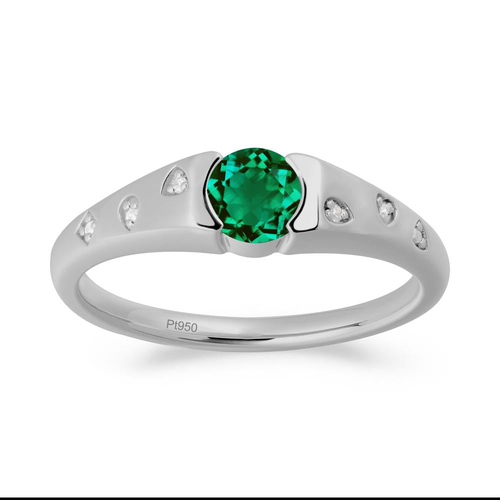 Minimalist Round Emerald Promise Ring - LUO Jewelry #metal_platinum