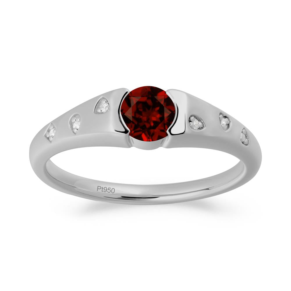 Minimalist Round Garnet Promise Ring - LUO Jewelry #metal_platinum