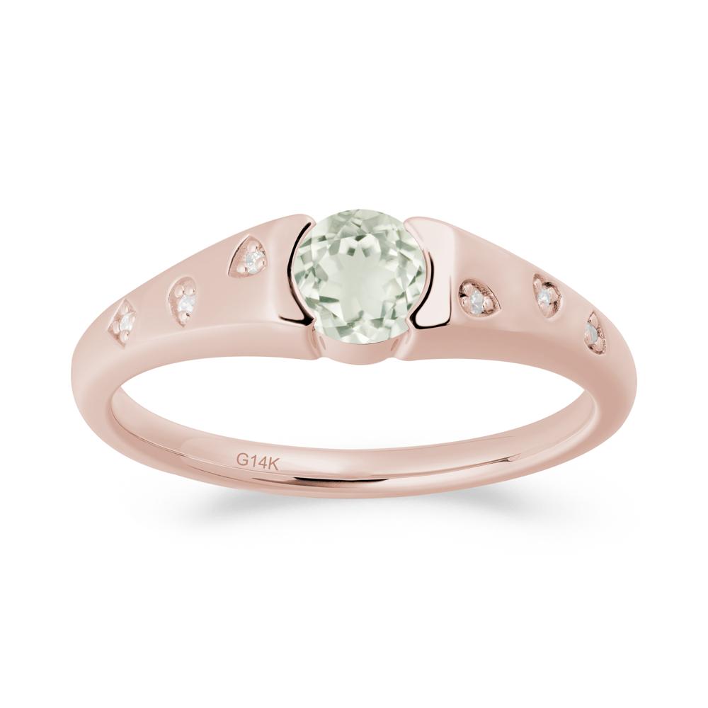 Minimalist Round Green Amethyst Promise Ring - LUO Jewelry #metal_14k rose gold