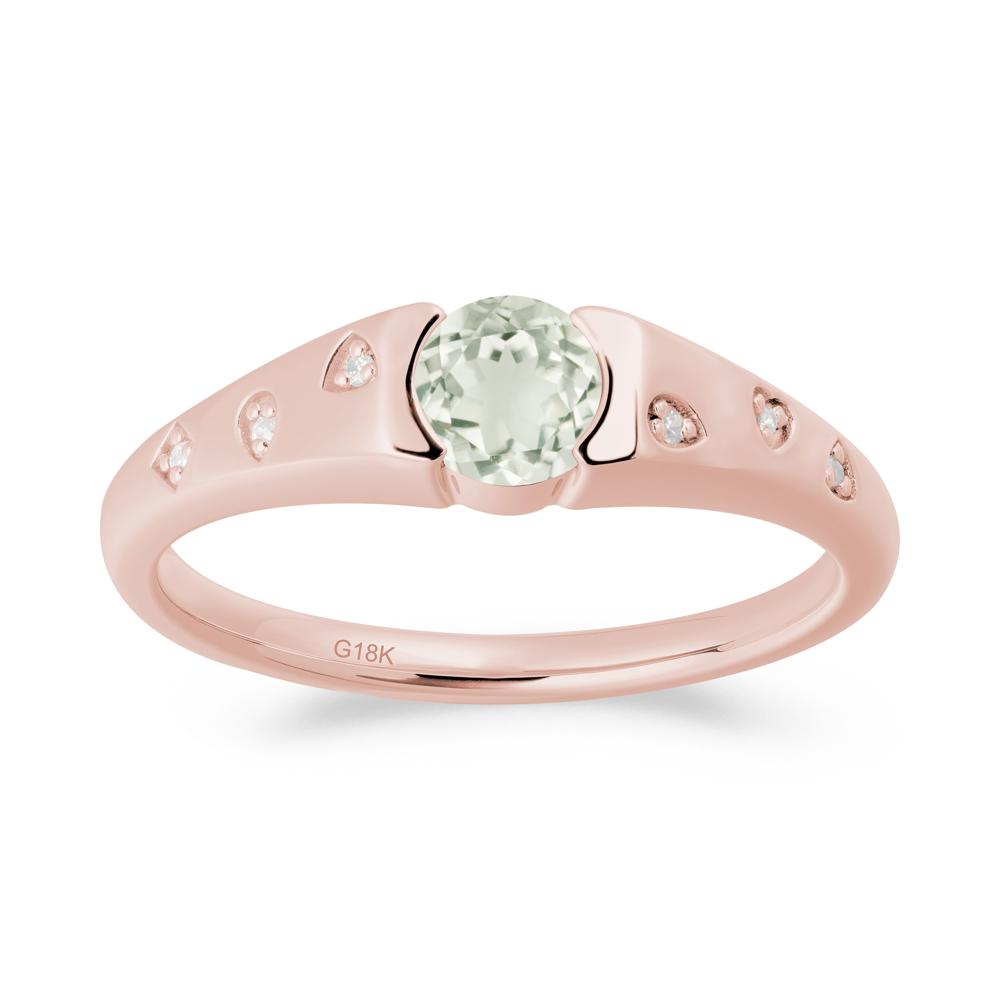 Minimalist Round Green Amethyst Promise Ring - LUO Jewelry #metal_18k rose gold