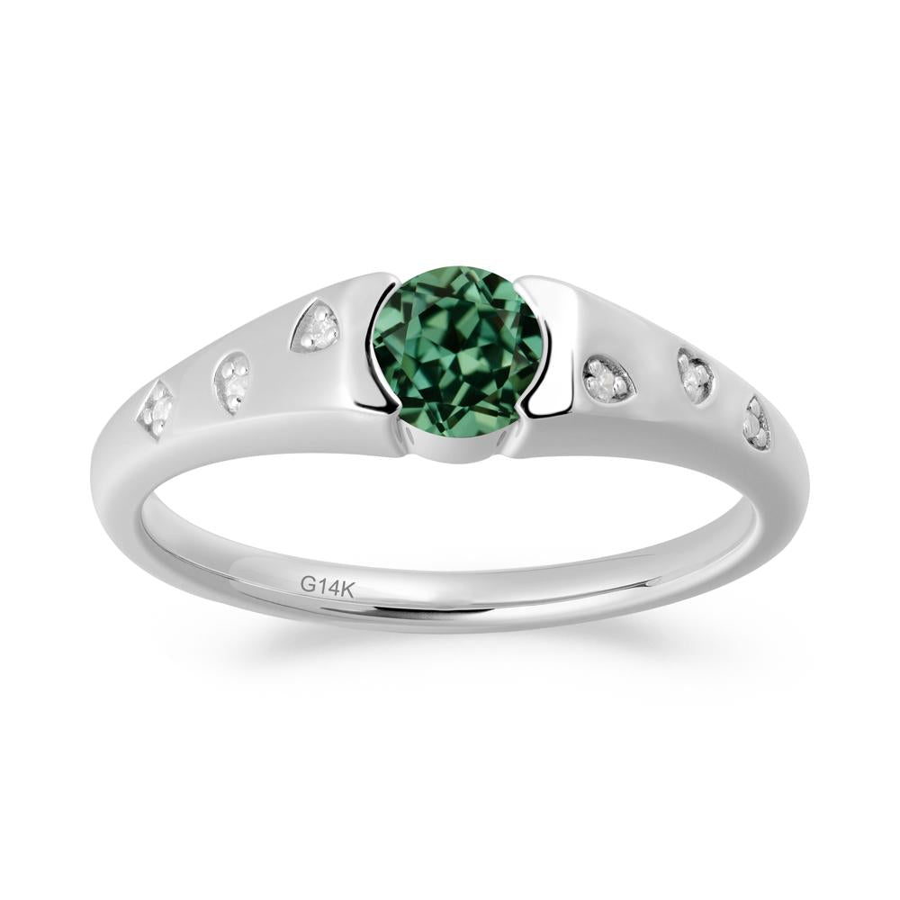 Minimalist Round Green Sapphire Promise Ring - LUO Jewelry #metal_14k white gold