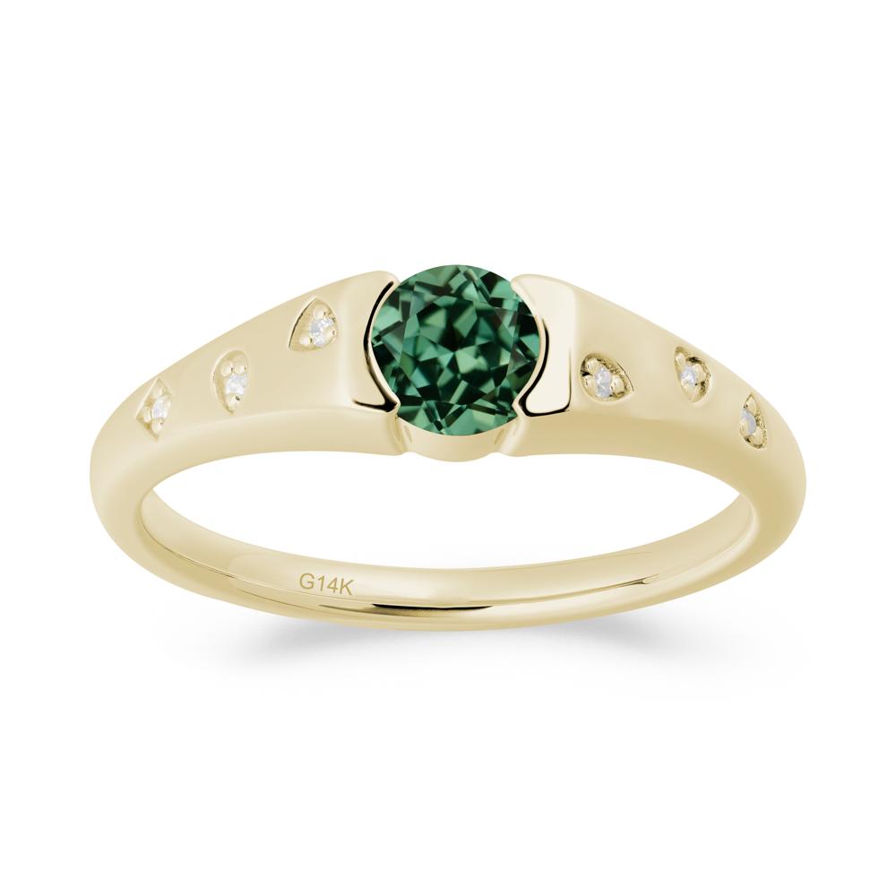 Minimalist Round Green Sapphire Promise Ring - LUO Jewelry #metal_14k yellow gold