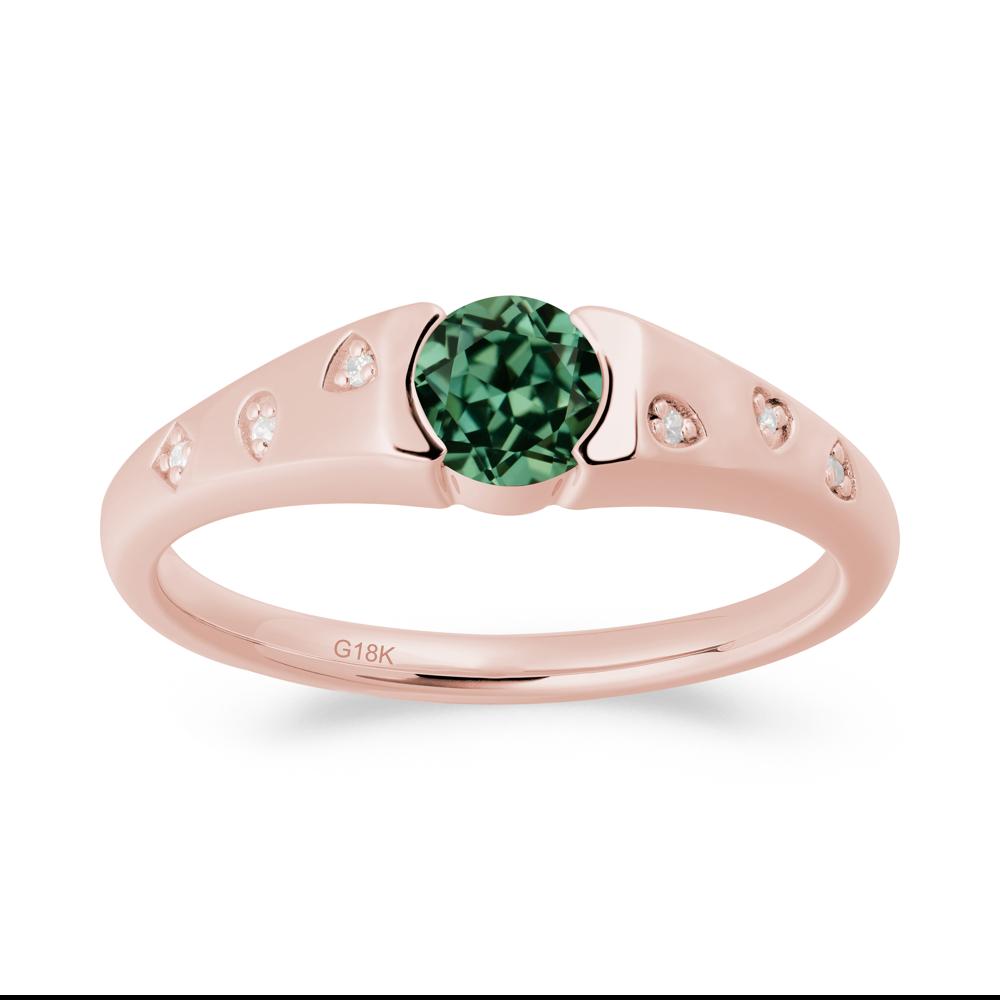 Minimalist Round Green Sapphire Promise Ring - LUO Jewelry #metal_18k rose gold