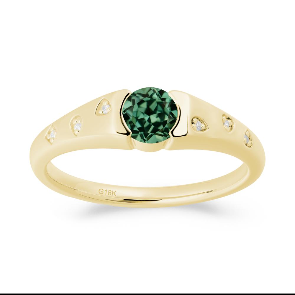 Minimalist Round Green Sapphire Promise Ring - LUO Jewelry #metal_18k yellow gold
