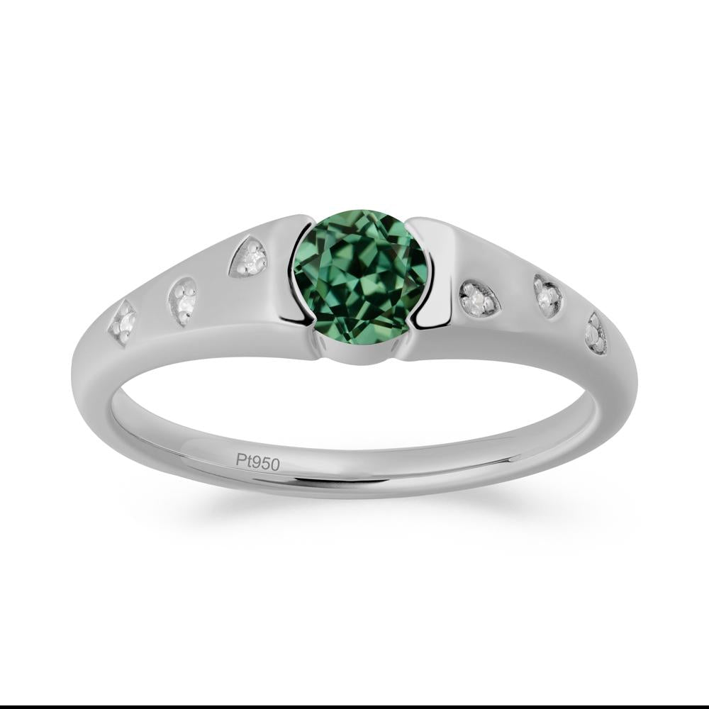 Minimalist Round Green Sapphire Promise Ring - LUO Jewelry #metal_platinum