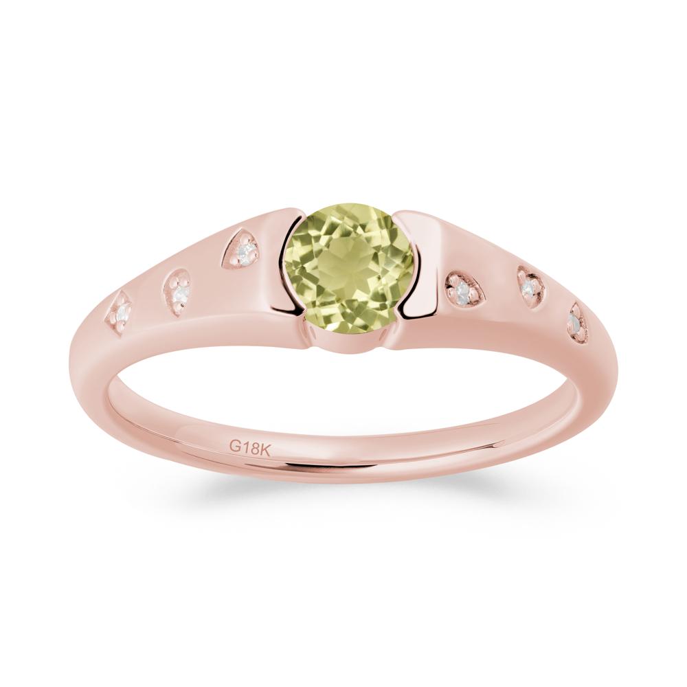 Minimalist Round Lemon Quartz Promise Ring - LUO Jewelry #metal_18k rose gold