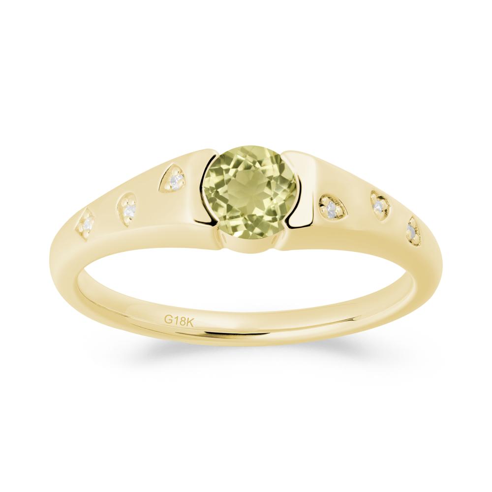 Minimalist Round Lemon Quartz Promise Ring - LUO Jewelry #metal_18k yellow gold