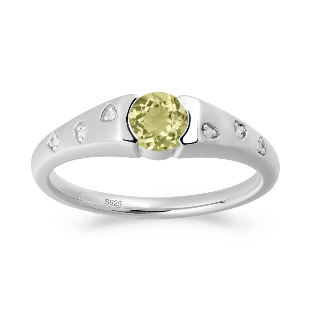 Minimalist Round Lemon Quartz Promise Ring - LUO Jewelry #metal_sterling silver