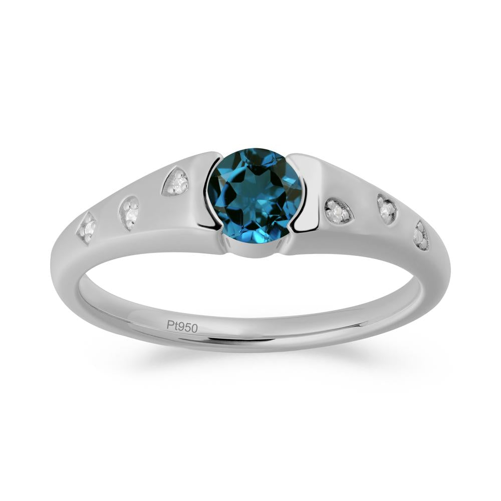 Minimalist Round London Blue Topaz Promise Ring - LUO Jewelry #metal_platinum