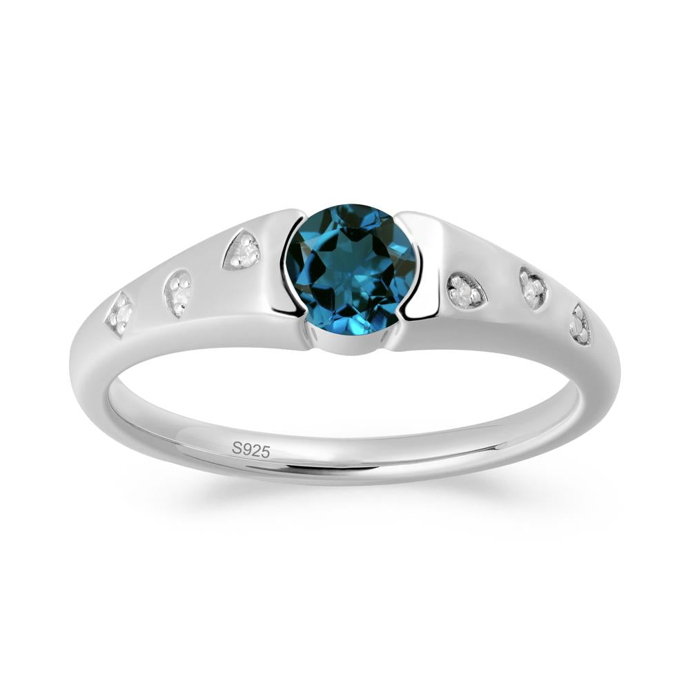 Minimalist Round London Blue Topaz Promise Ring - LUO Jewelry #metal_sterling silver