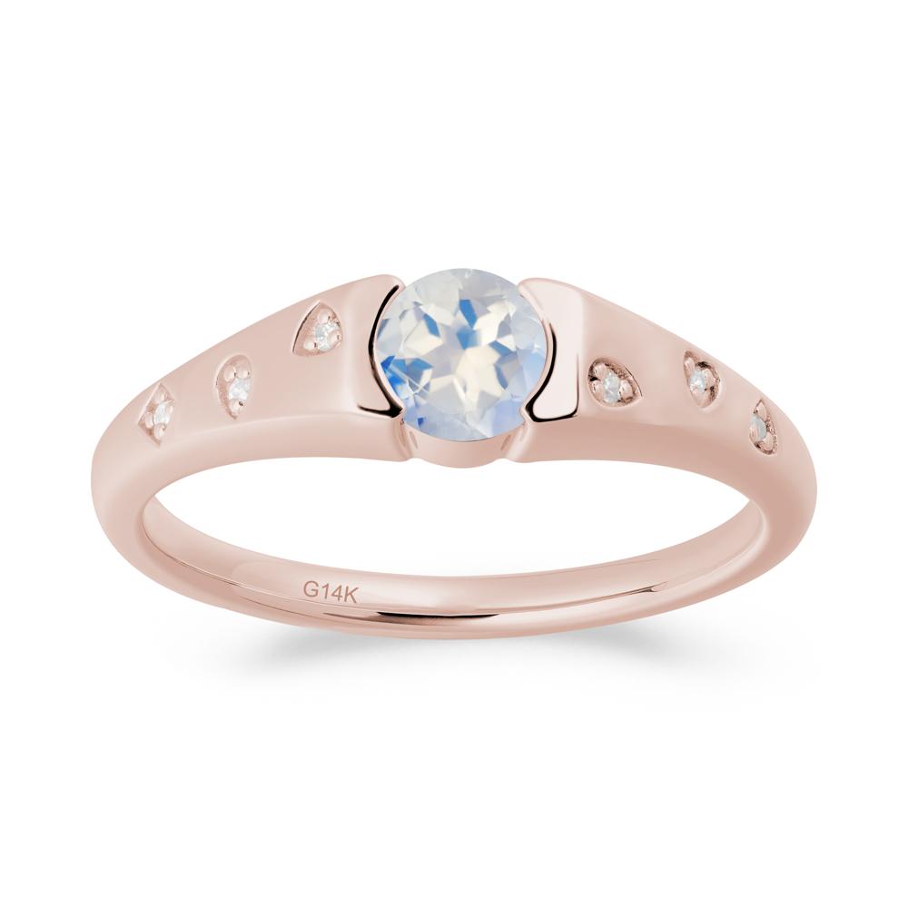 Minimalist Round Moonstone Promise Ring - LUO Jewelry #metal_14k rose gold