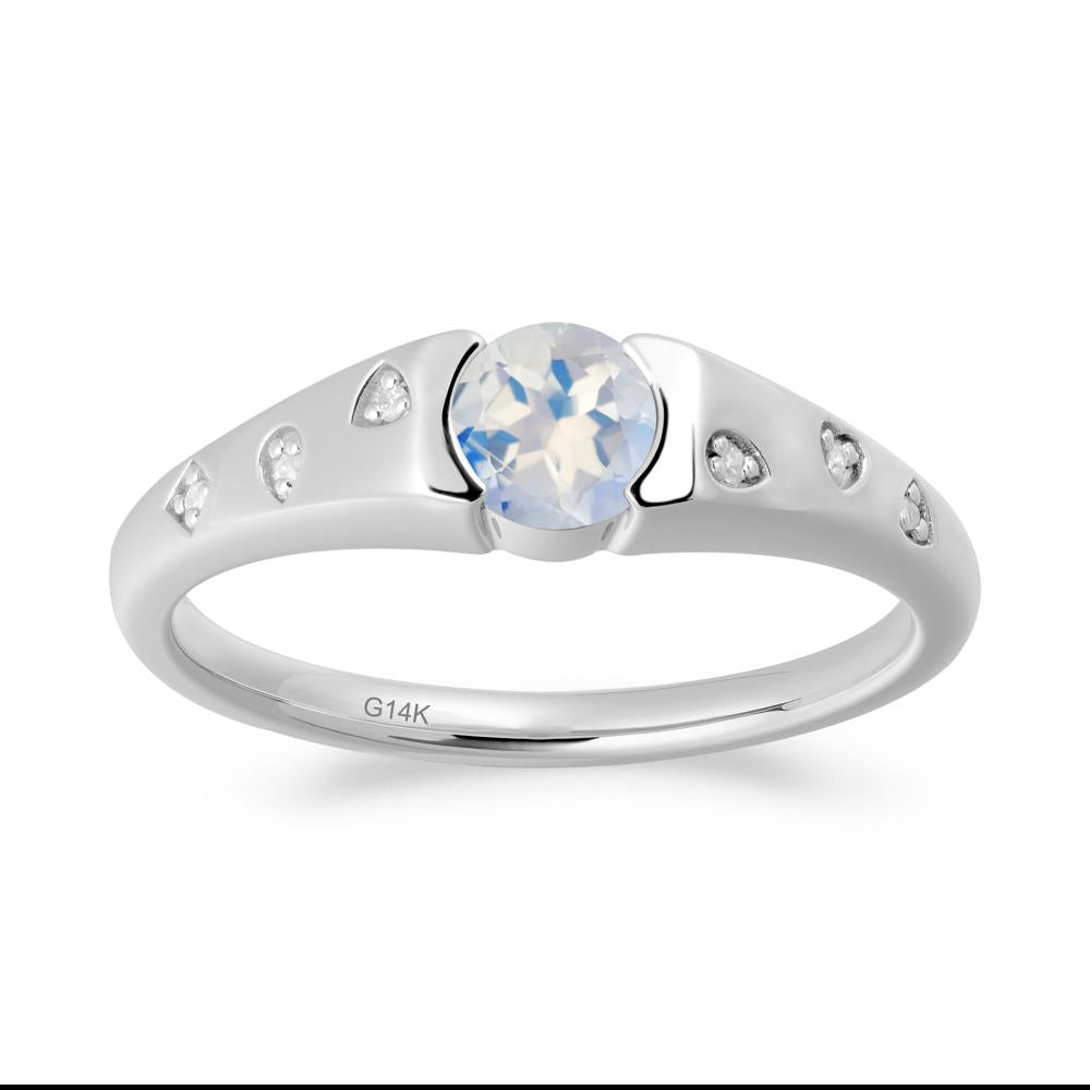 Minimalist Round Moonstone Promise Ring - LUO Jewelry #metal_14k white gold