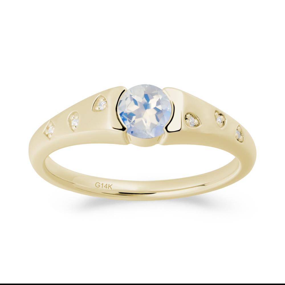 Minimalist Round Moonstone Promise Ring - LUO Jewelry #metal_14k yellow gold