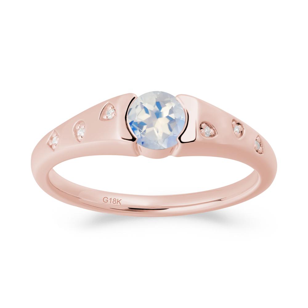 Minimalist Round Moonstone Promise Ring - LUO Jewelry #metal_18k rose gold