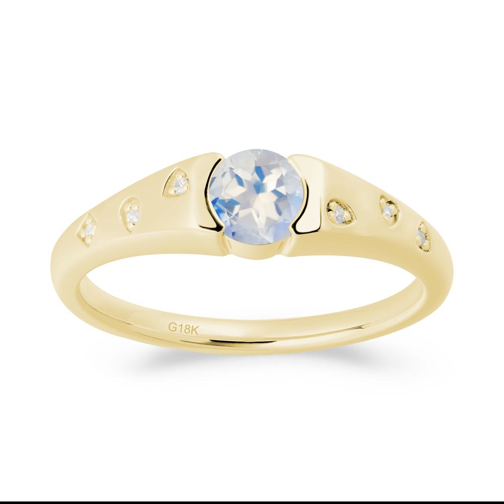 Minimalist Round Moonstone Promise Ring - LUO Jewelry #metal_18k yellow gold