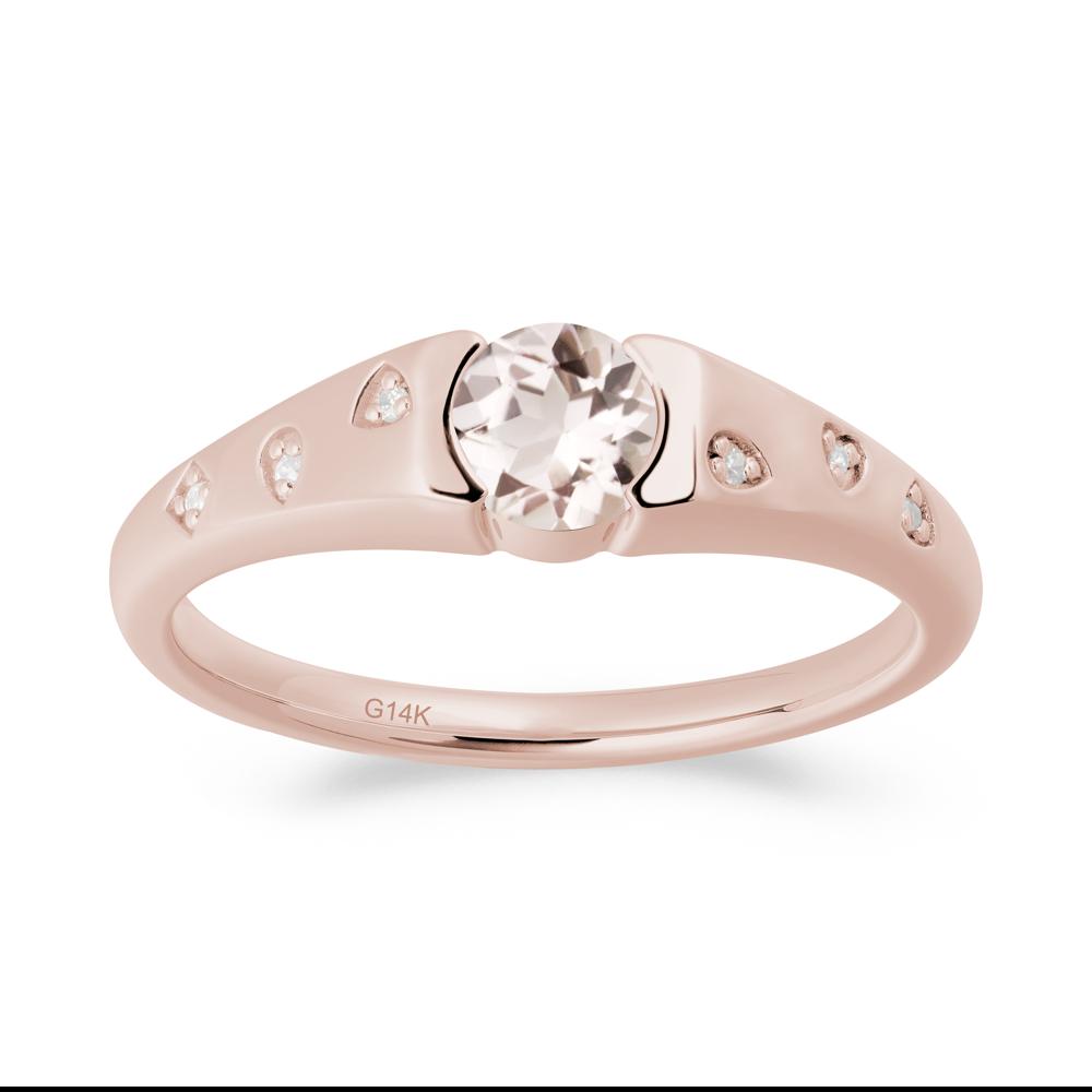 Minimalist Round Morganite Promise Ring - LUO Jewelry #metal_14k rose gold