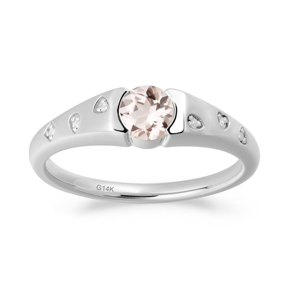 Minimalist Round Morganite Promise Ring - LUO Jewelry #metal_14k white gold