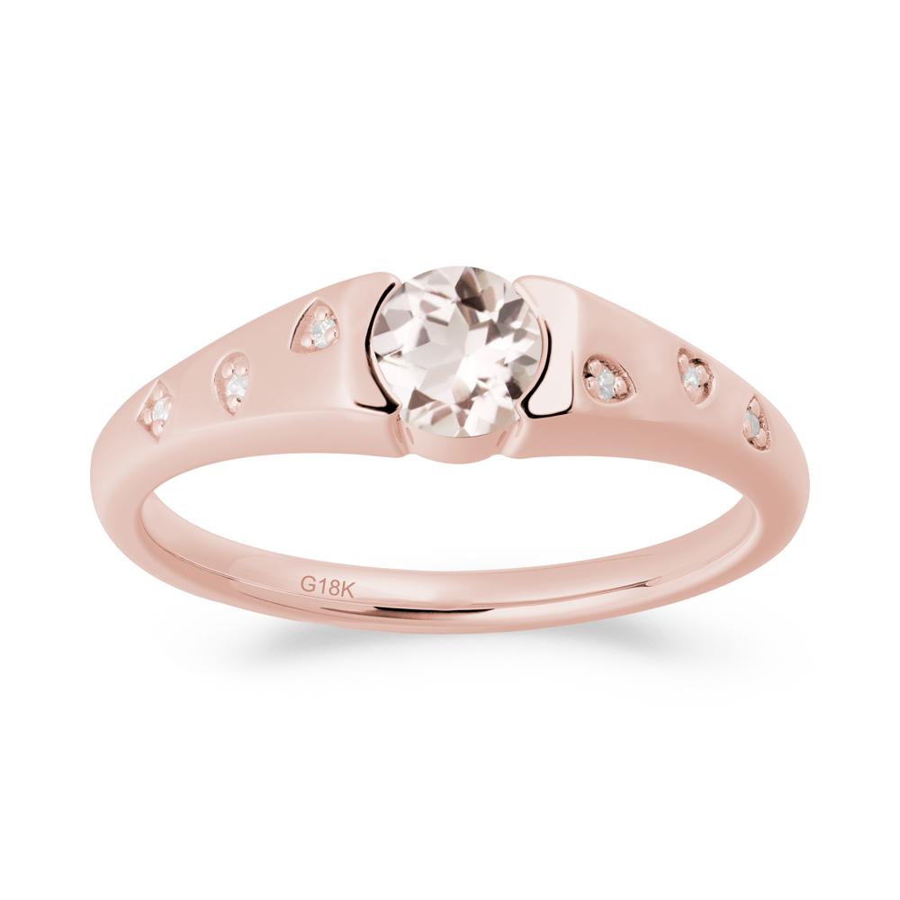 Minimalist Round Morganite Promise Ring - LUO Jewelry #metal_18k rose gold