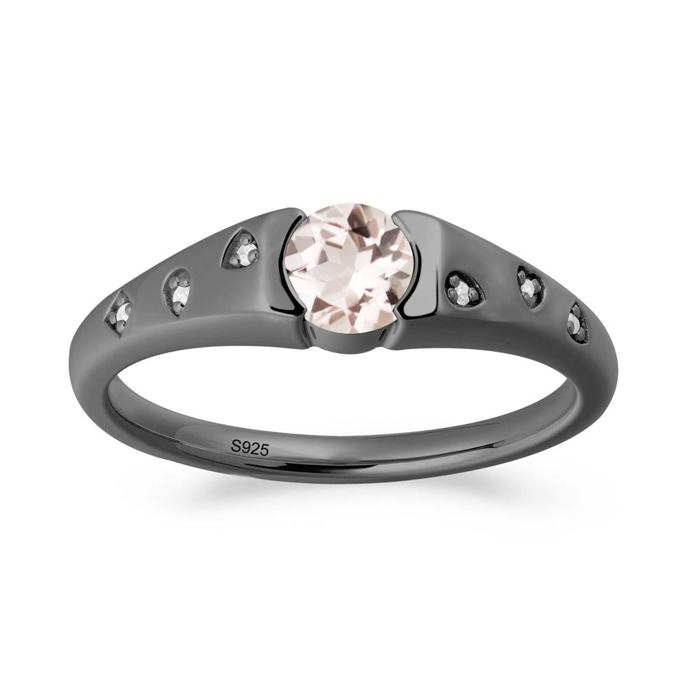 Minimalist Round Morganite Promise Ring - LUO Jewelry #metal_black finish sterling silver