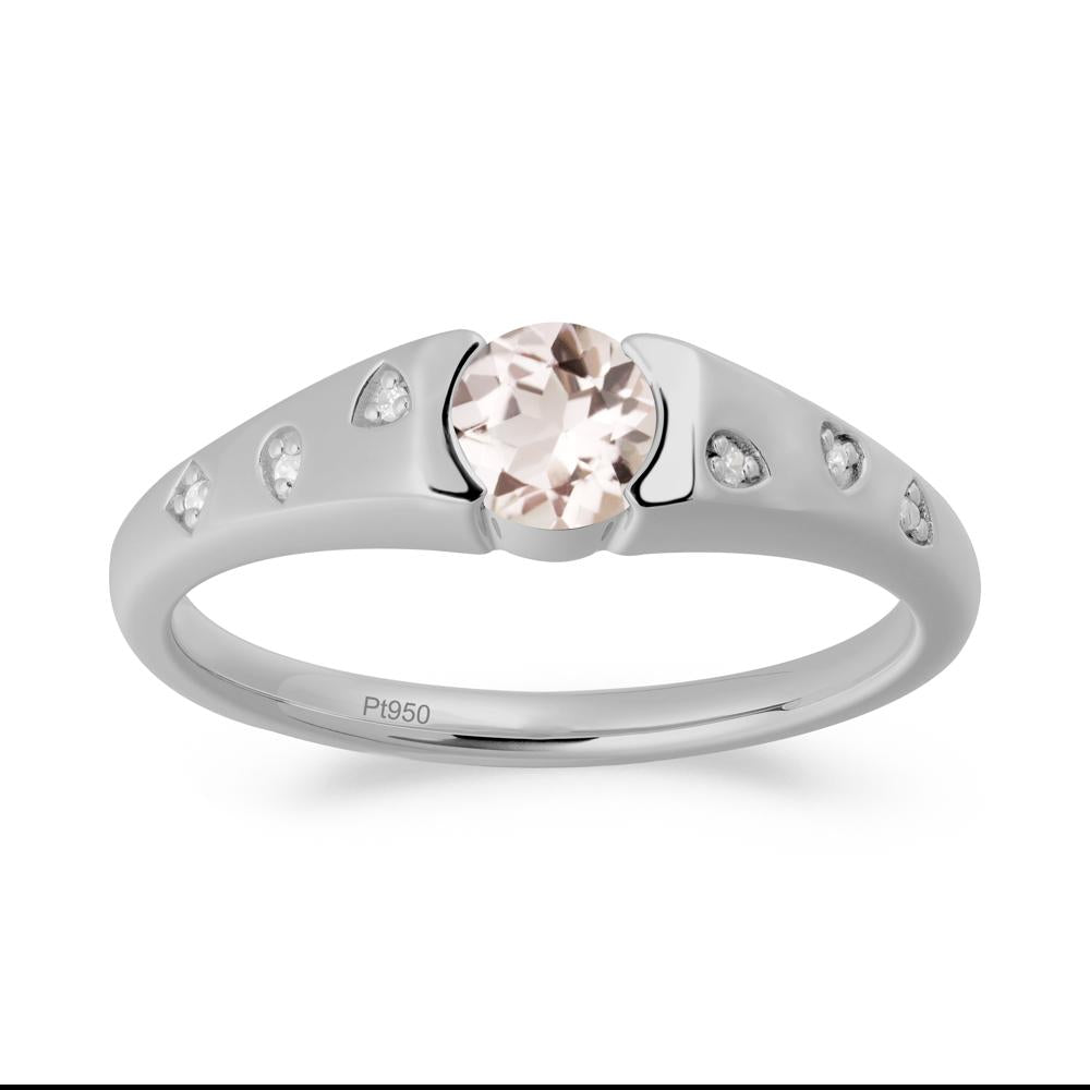 Minimalist Round Morganite Promise Ring - LUO Jewelry #metal_platinum