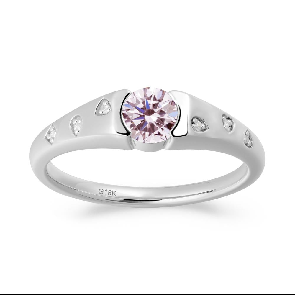 Minimalist Round Pink Cubic Zirconia Promise Ring - LUO Jewelry #metal_18k white gold