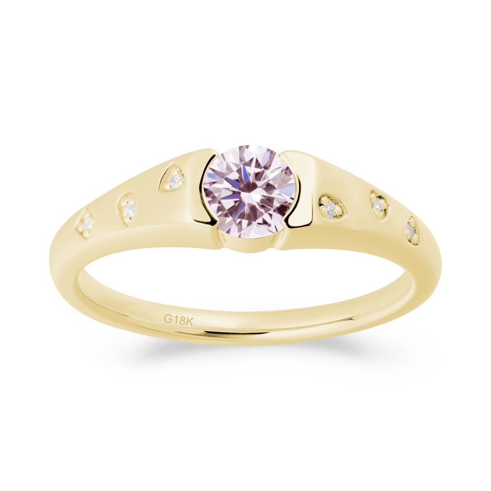 Minimalist Round Pink Cubic Zirconia Promise Ring - LUO Jewelry #metal_18k yellow gold