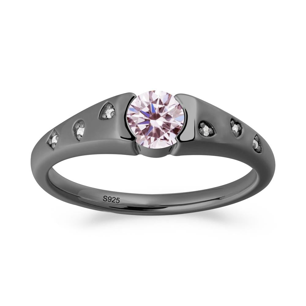 Minimalist Round Pink Cubic Zirconia Promise Ring - LUO Jewelry #metal_black finish sterling silver