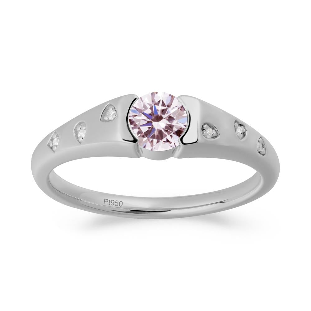 Minimalist Round Pink Cubic Zirconia Promise Ring - LUO Jewelry #metal_platinum