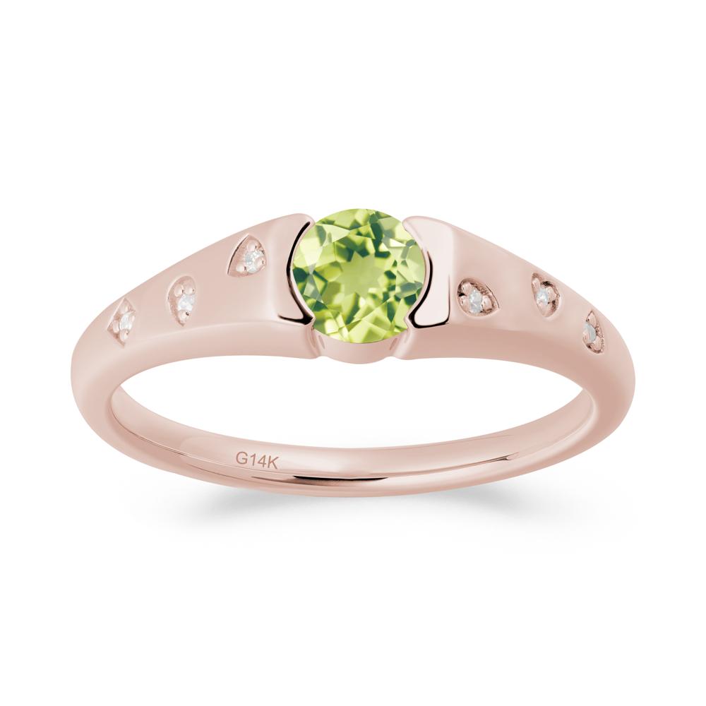 Minimalist Round Peridot Promise Ring - LUO Jewelry #metal_14k rose gold