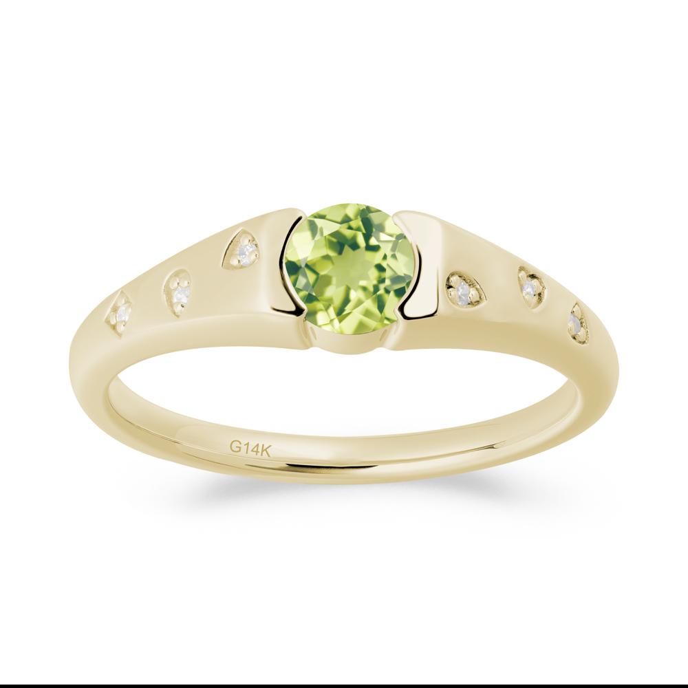 Minimalist Round Peridot Promise Ring - LUO Jewelry #metal_14k yellow gold