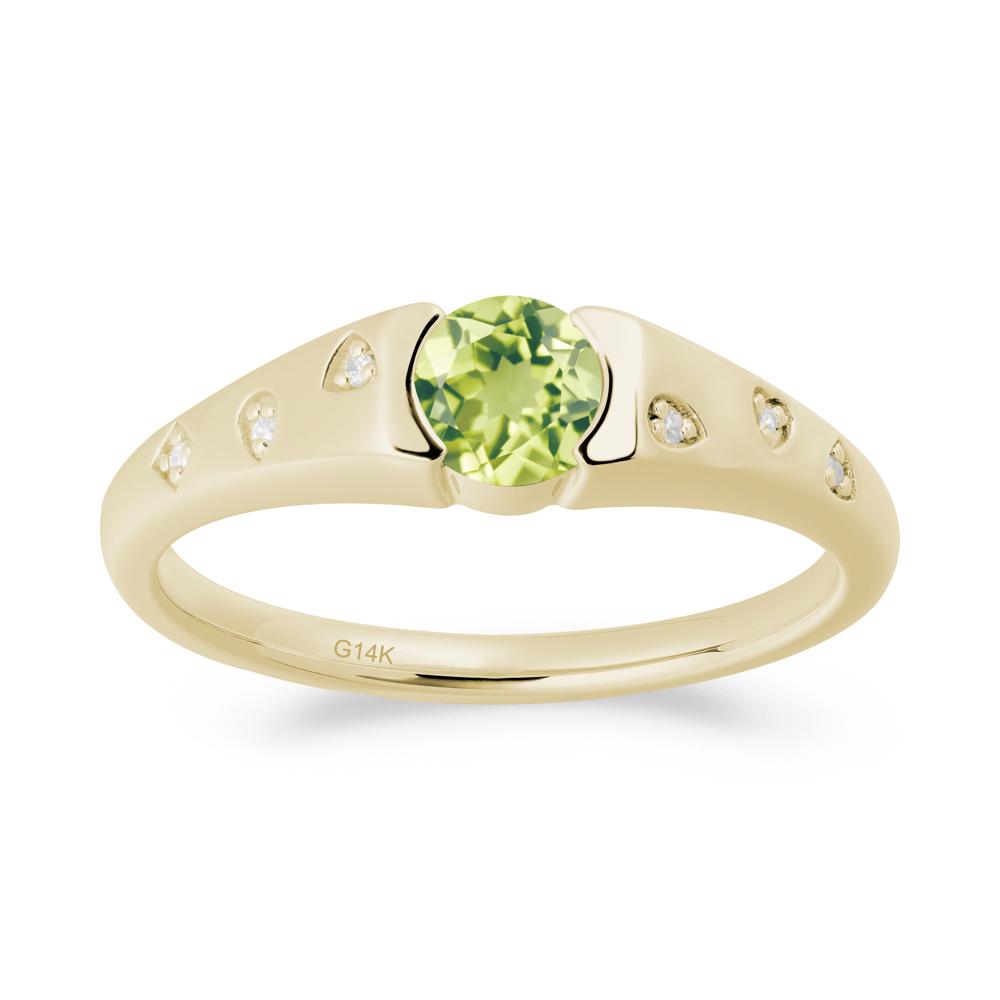 Minimalist Round Peridot Promise Ring - LUO Jewelry #metal_14k yellow gold