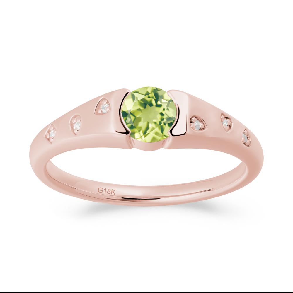 Minimalist Round Peridot Promise Ring - LUO Jewelry #metal_18k rose gold