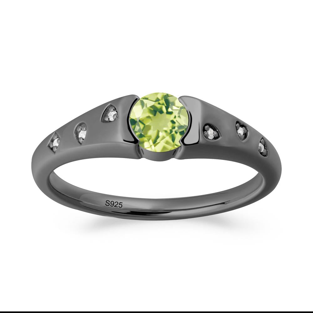 Minimalist Round Peridot Promise Ring - LUO Jewelry #metal_black finish sterling silver