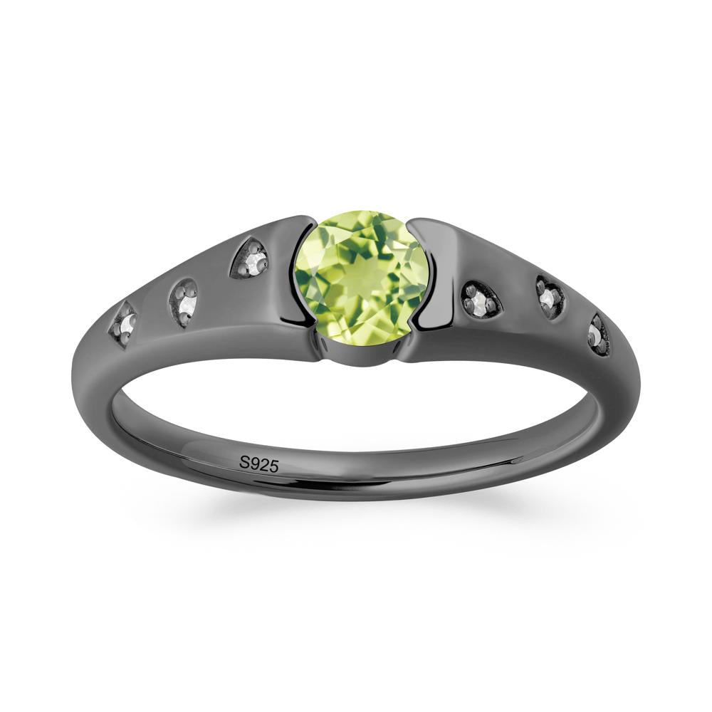 Minimalist Round Peridot Promise Ring - LUO Jewelry #metal_black finish sterling silver