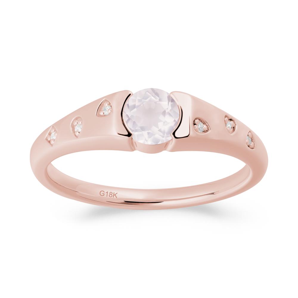 Minimalist Round Rose Quartz Promise Ring - LUO Jewelry #metal_18k rose gold