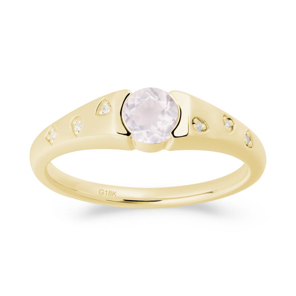Minimalist Round Rose Quartz Promise Ring - LUO Jewelry #metal_18k yellow gold