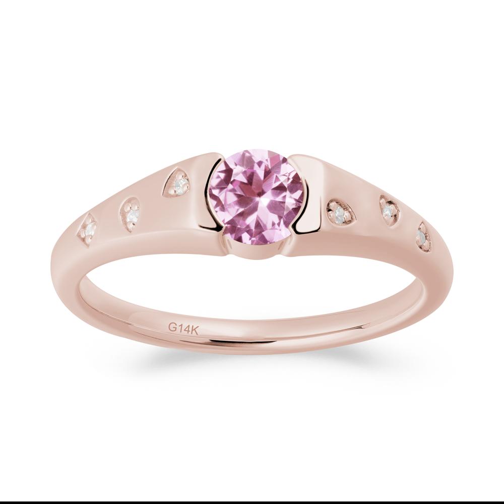 Minimalist Round Pink Sapphire Promise Ring - LUO Jewelry #metal_14k rose gold