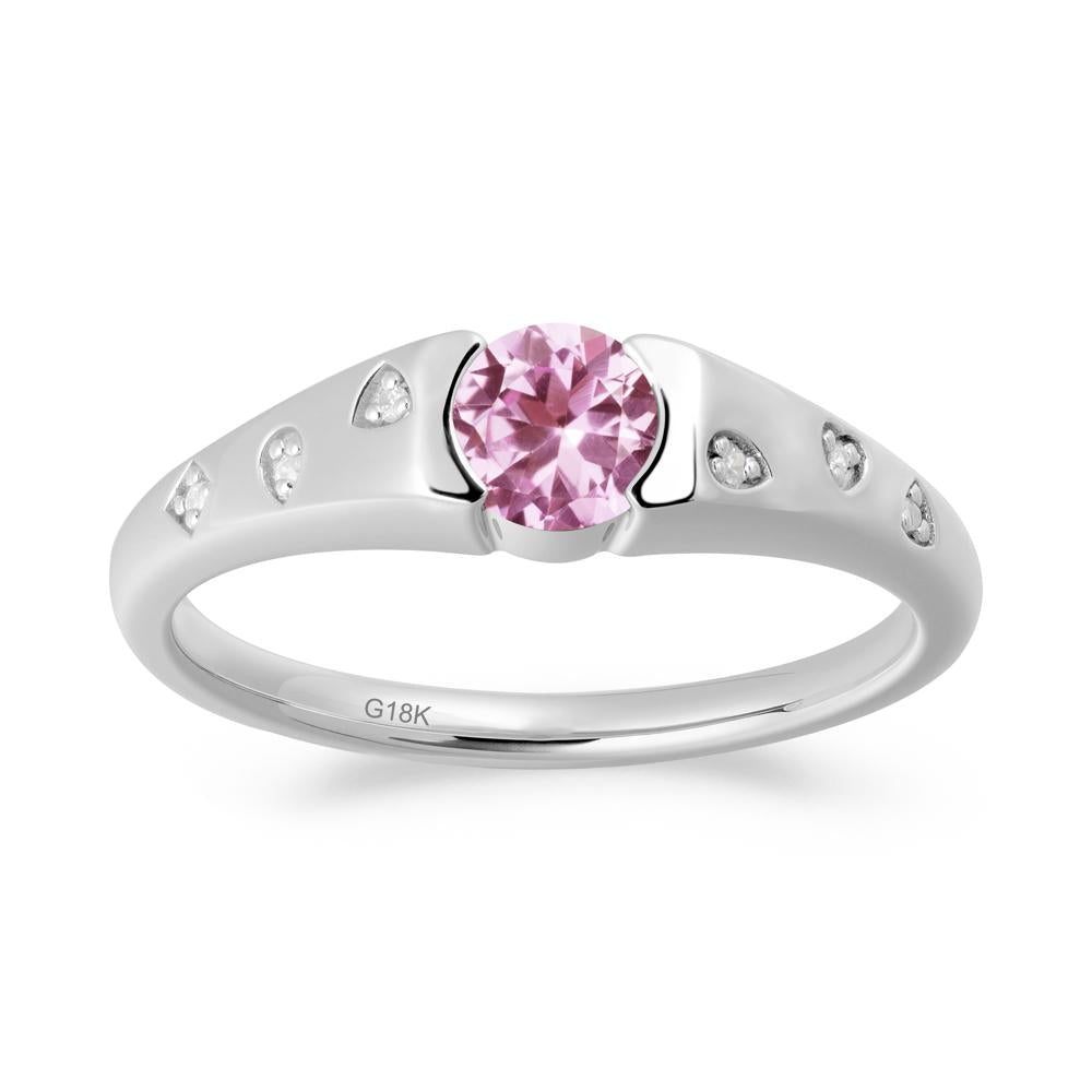 Minimalist Round Pink Sapphire Promise Ring - LUO Jewelry #metal_18k white gold
