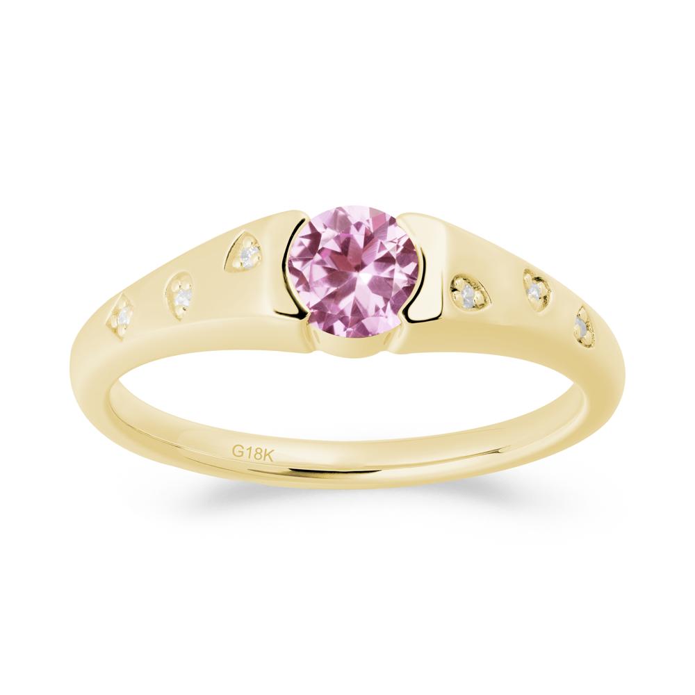 Minimalist Round Pink Sapphire Promise Ring - LUO Jewelry #metal_18k yellow gold