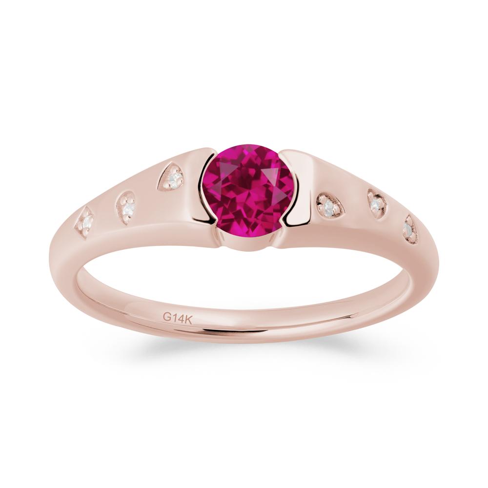 Minimalist Round Ruby Promise Ring - LUO Jewelry #metal_14k rose gold