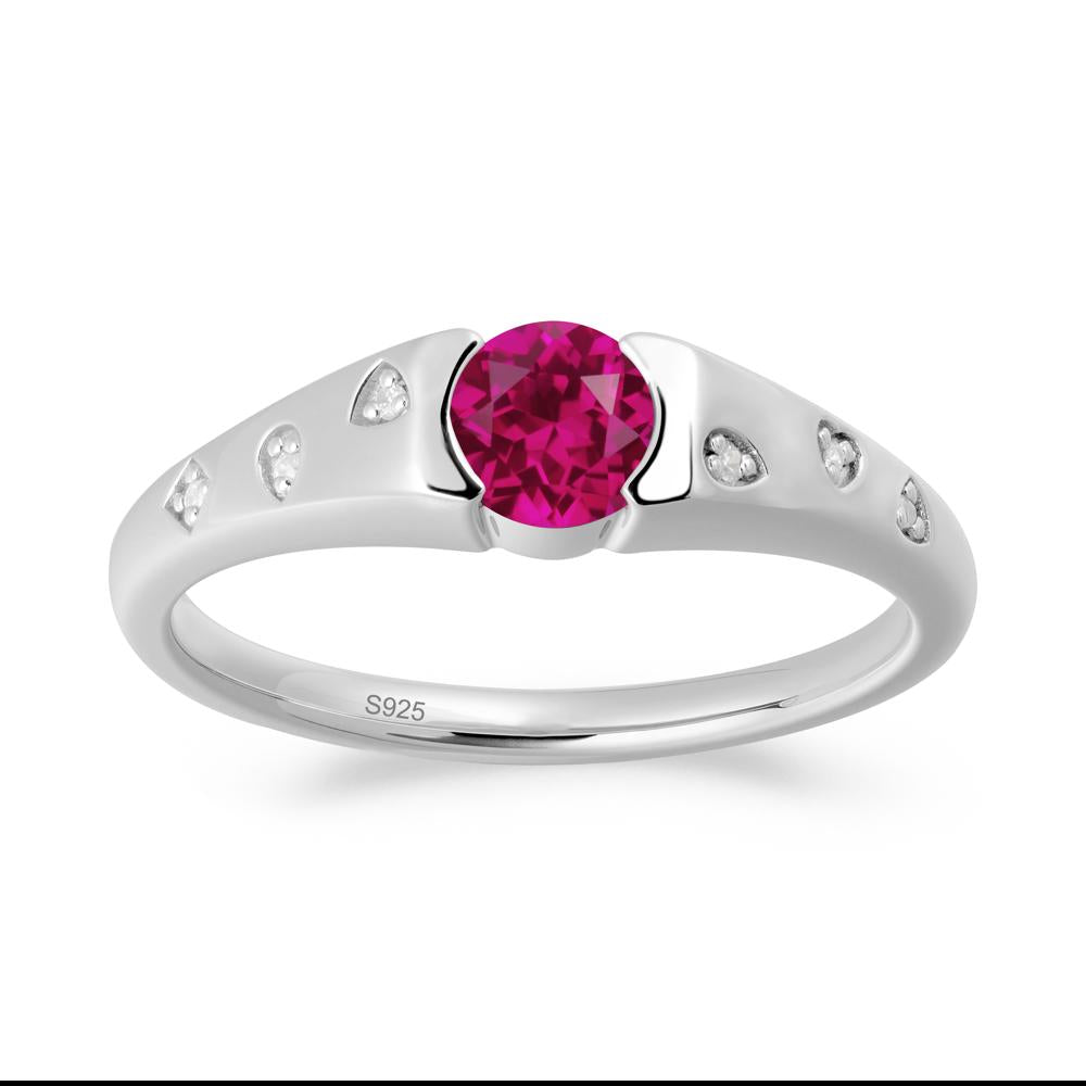 Minimalist Round Ruby Promise Ring - LUO Jewelry #metal_sterling silver