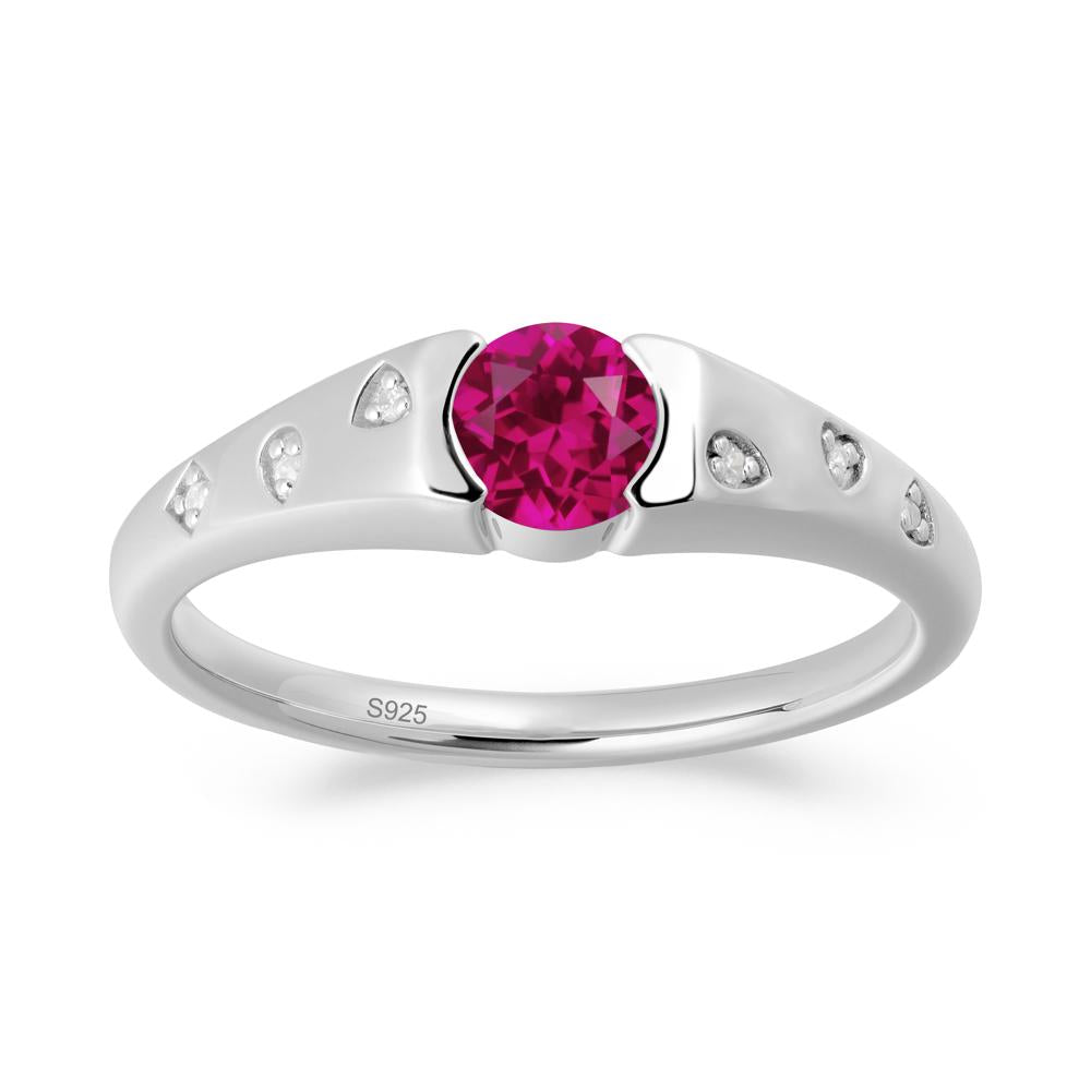 Minimalist Round Ruby Promise Ring - LUO Jewelry #metal_sterling silver