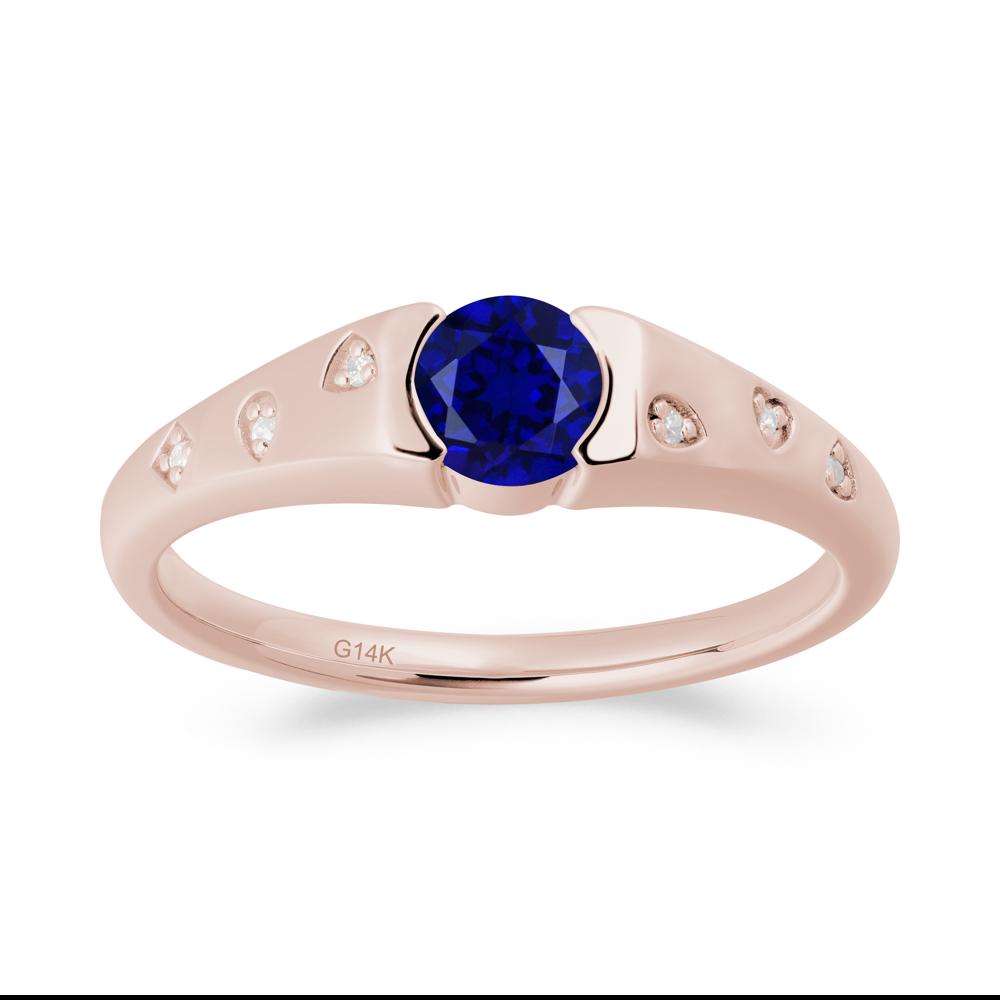 Minimalist Round Sapphire Promise Ring - LUO Jewelry #metal_14k rose gold