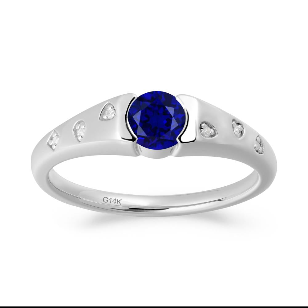 Minimalist Round Sapphire Promise Ring - LUO Jewelry #metal_14k white gold