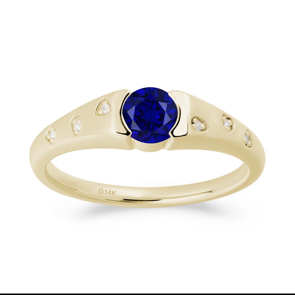 Minimalist Round Sapphire Promise Ring - LUO Jewelry #metal_14k yellow gold